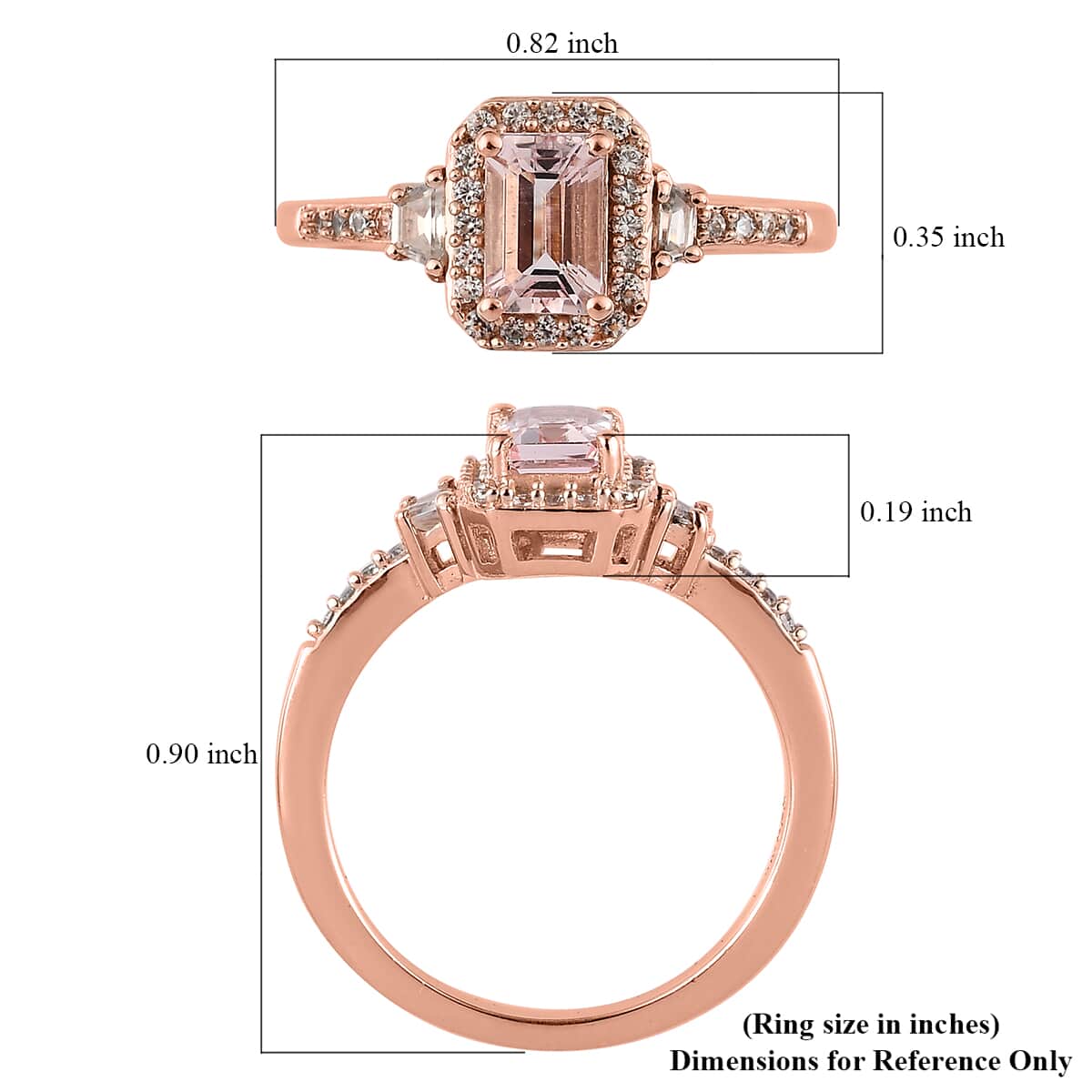 Premium Pink Morganite and White Zircon Halo Ring in Vermeil Rose Gold Over Sterling Silver 0.90 ctw image number 5