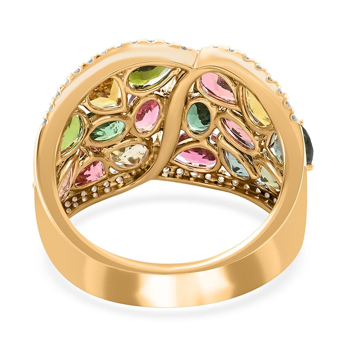 Modani 14K Yellow Gold Multi-Tourmaline and Diamond Ring (Size 5.0) 5.60 Grams 4.50 ctw image number 4