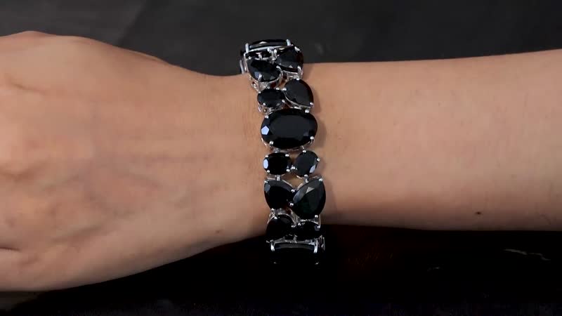 Australian Black Tourmaline Bracelet in Platinum Over Sterling Silver (7.25 In) 144.50 ctw