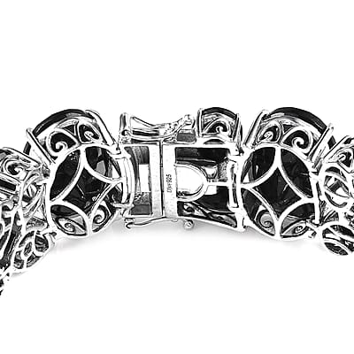Australian Black Tourmaline Bracelet in Platinum Over Sterling Silver (7.25 In) 144.50 ctw