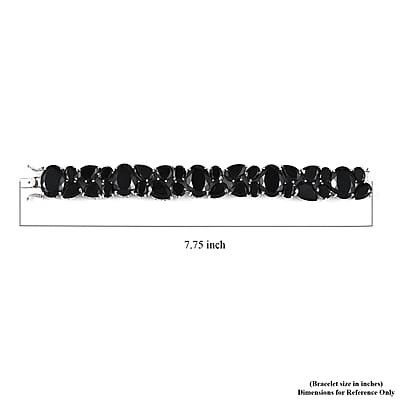 Australian Black Tourmaline Bracelet in Platinum Over Sterling Silver (7.25 In) 144.50 ctw