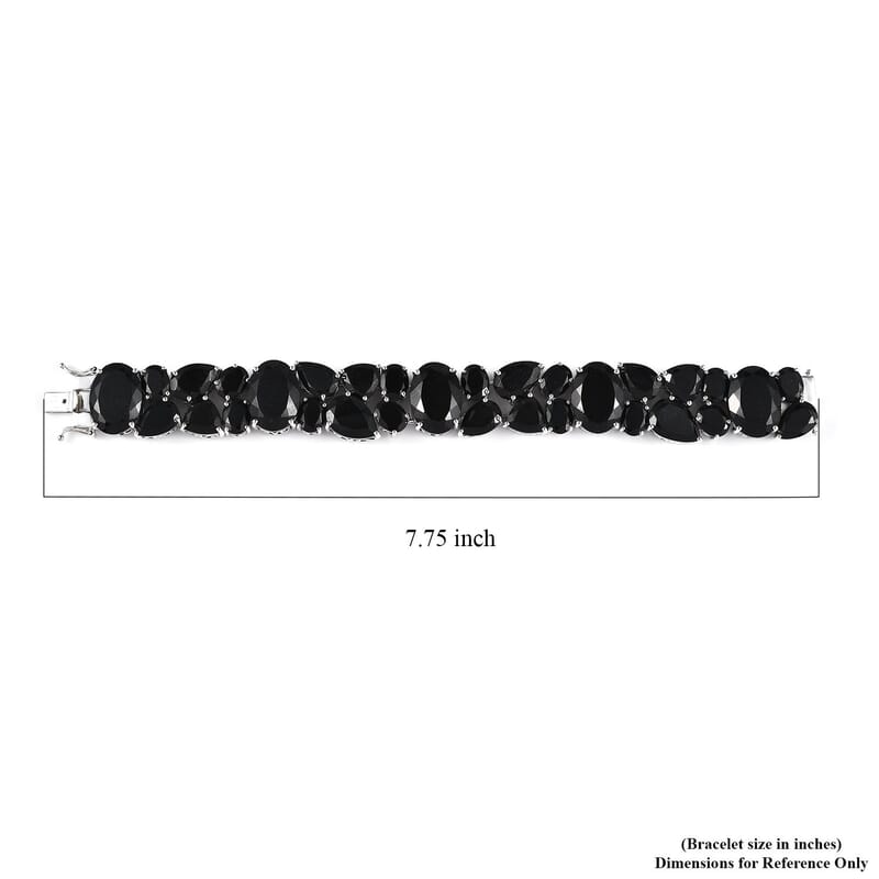Australian Black Tourmaline Bracelet in Platinum Over Sterling Silver (7.25 In) 144.50 ctw