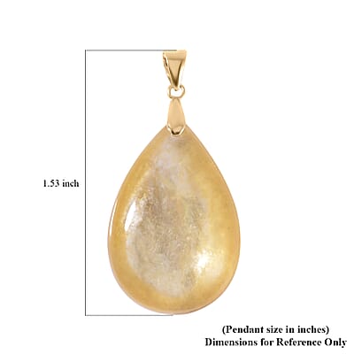 10K Yellow Gold AAAA Golden Lepidolite Drop Pendant 29.75 ctw