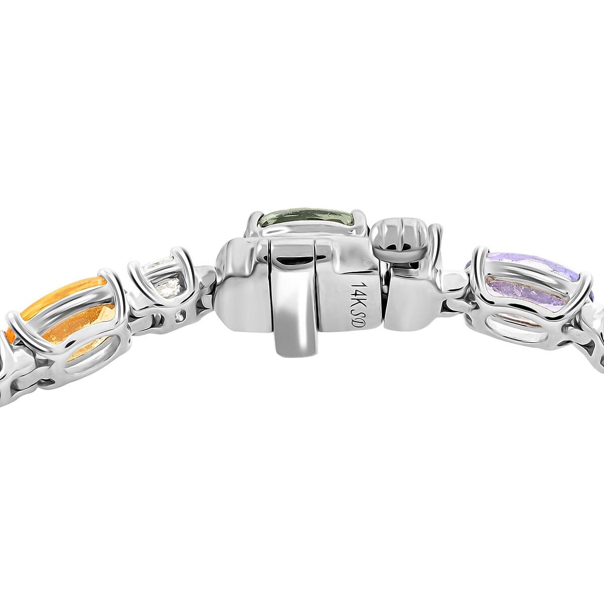 14K White Gold Multi Sapphire and H-I SI2 Diamond Bracelet (7.25 In) 6.55 Grams 11.80 ctw image number 3