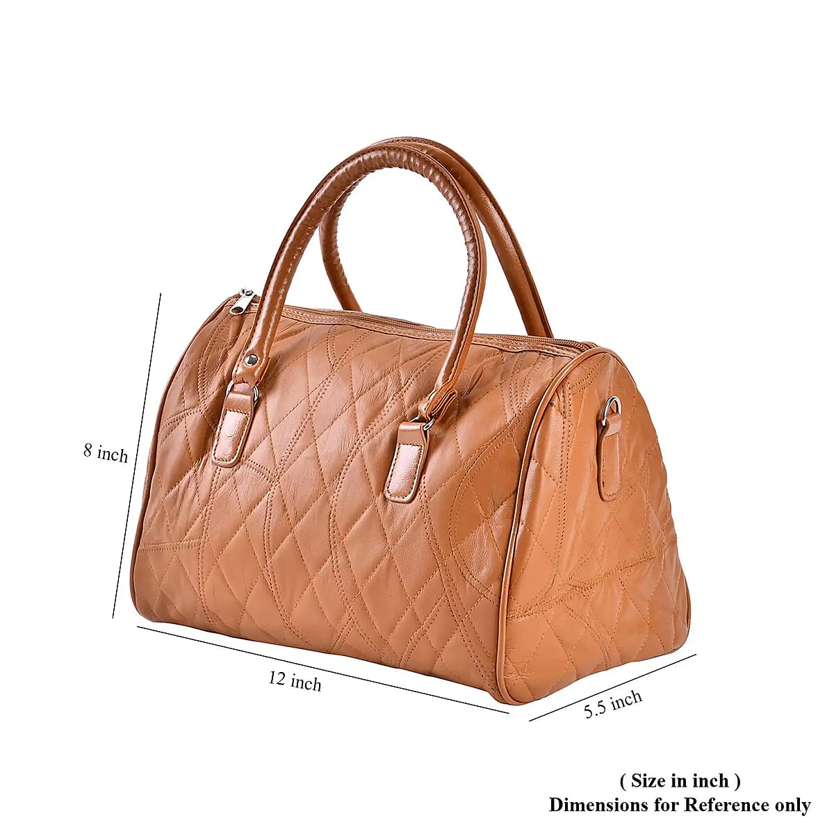 Tan Patchwork Lambskin Leather Tote Bag with Handle Drop and Detachable Shoulder Strap image number 5