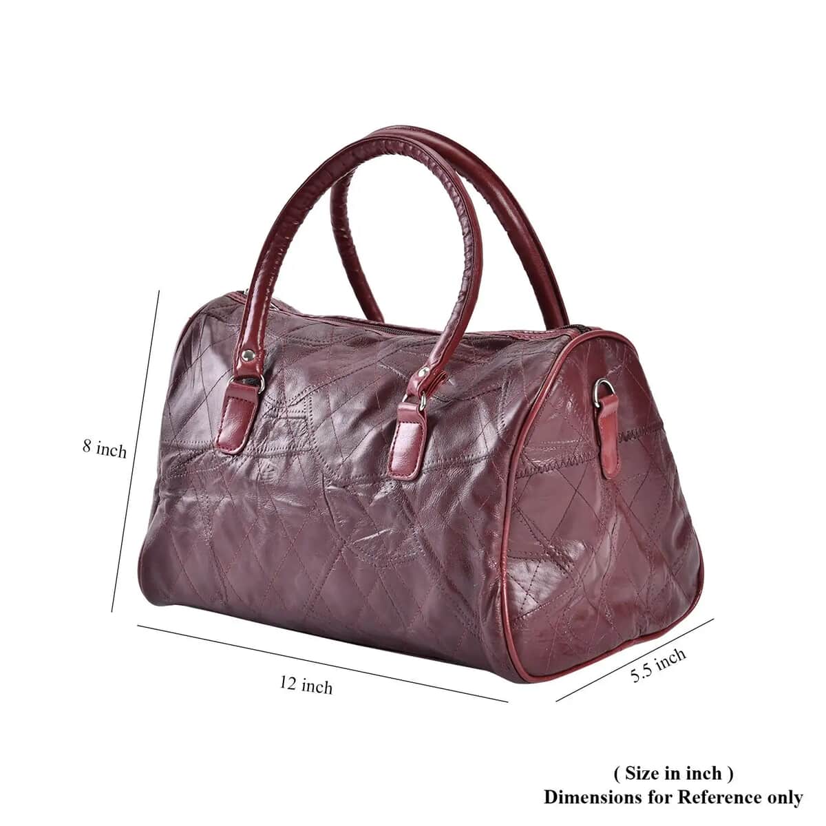 Burgundy Patchwork Lambskin Leather Tote Bag with Handle Drop and Detachable Shoulder Strap image number 5