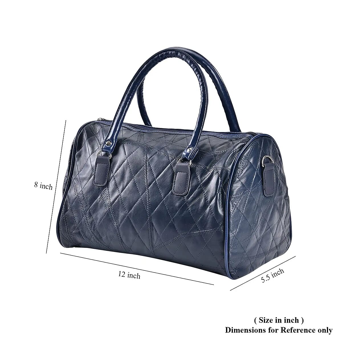 Blue Patchwork Lambskin Leather Tote Bag with Handle Drop and Detachable Shoulder Strap image number 5