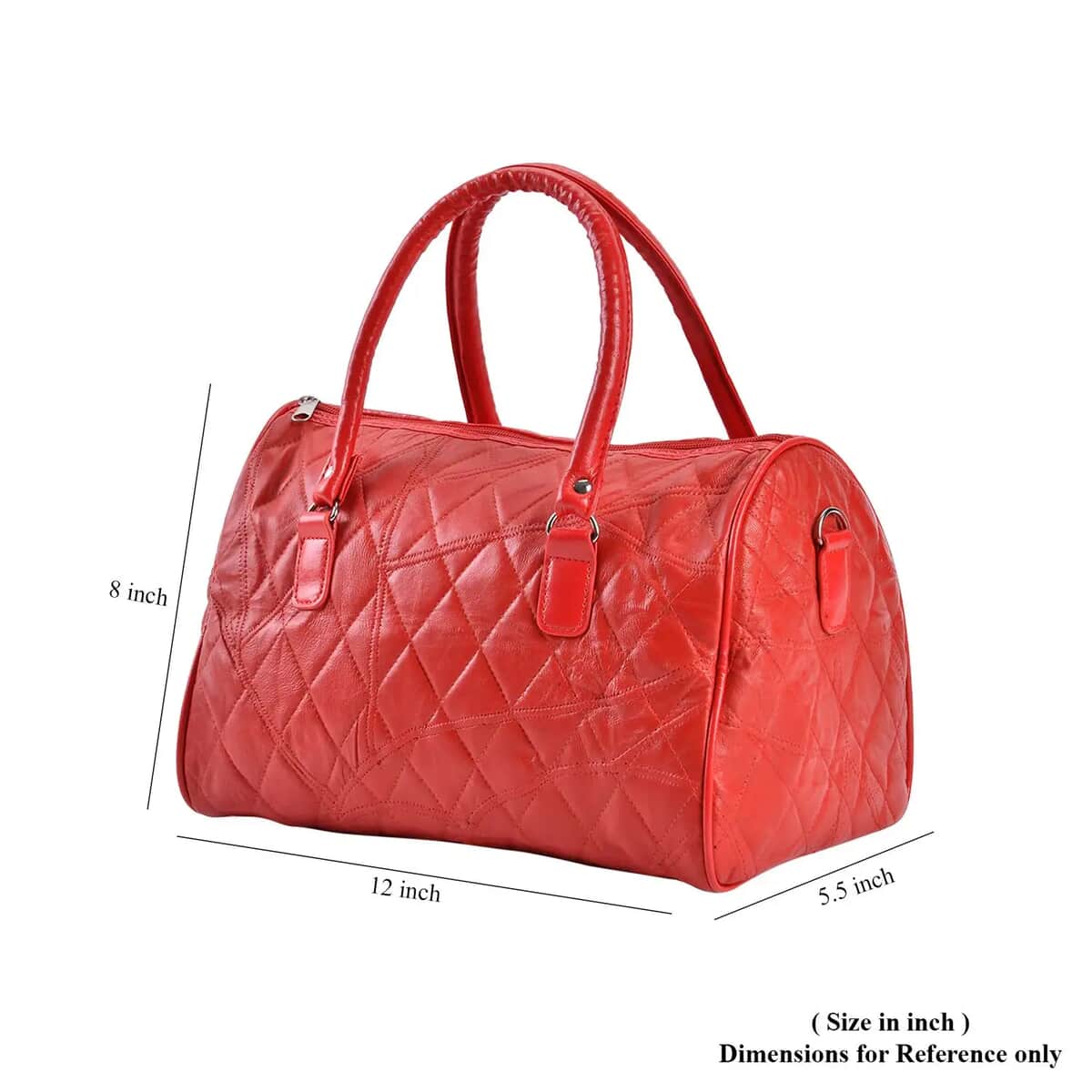 Red Patchwork Lambskin Leather Tote Bag with Handle Drop and Detachable Shoulder Strap image number 5