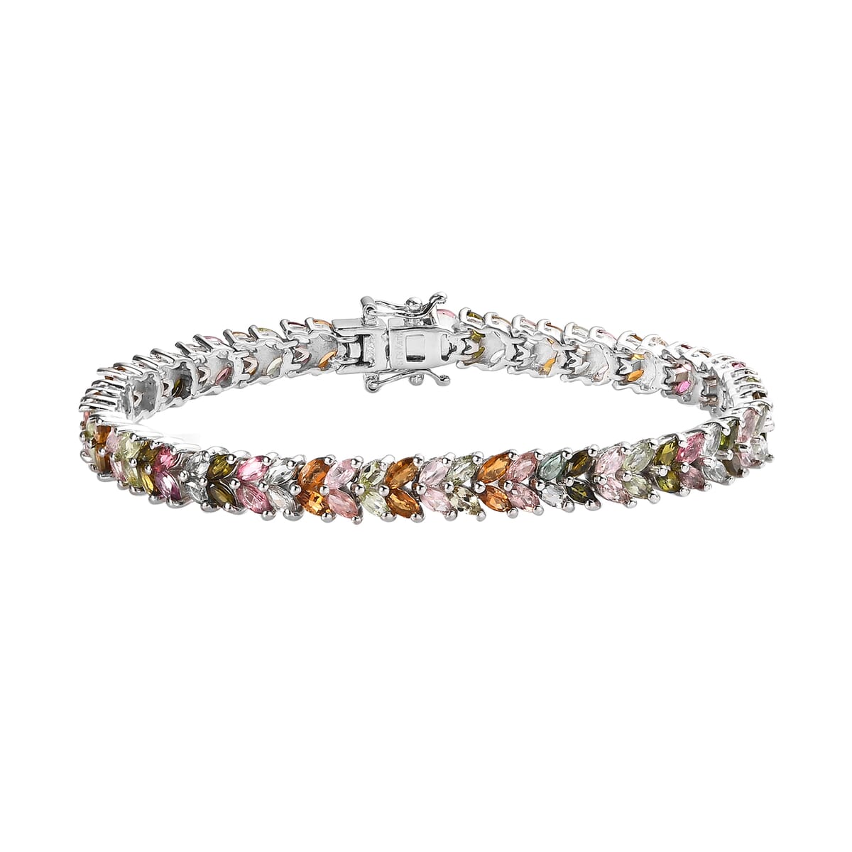 Karis Multi-Tourmaline Bracelet in Platinum Bond (7.25 In) 10.50 ctw image number 0