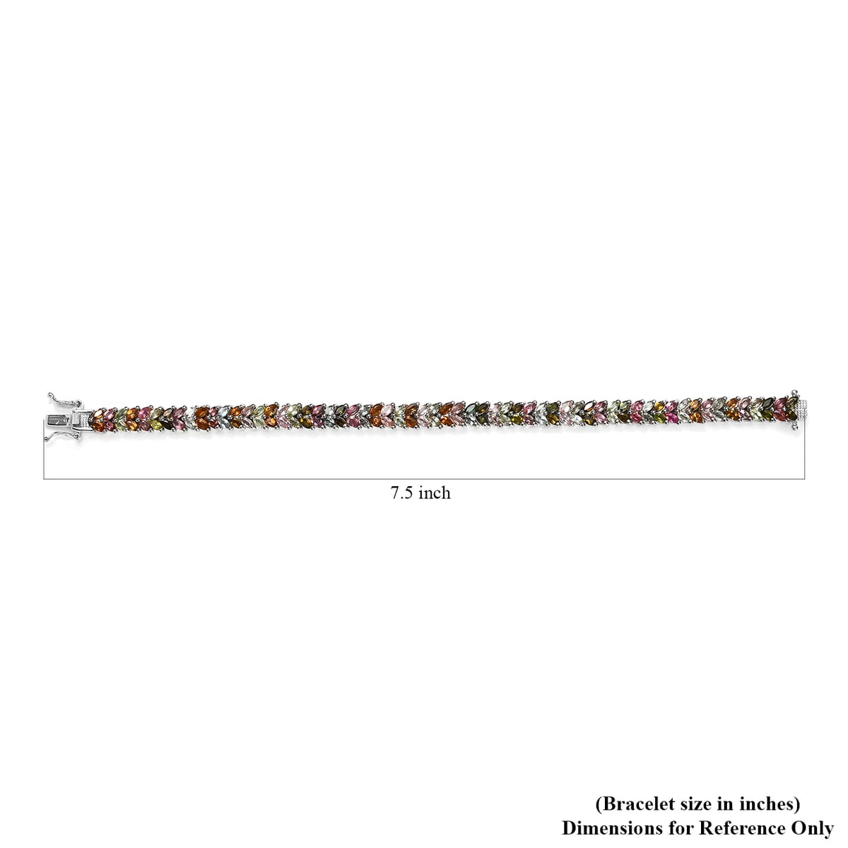 Karis Multi-Tourmaline Bracelet in Platinum Bond (7.25 In) 10.50 ctw image number 4