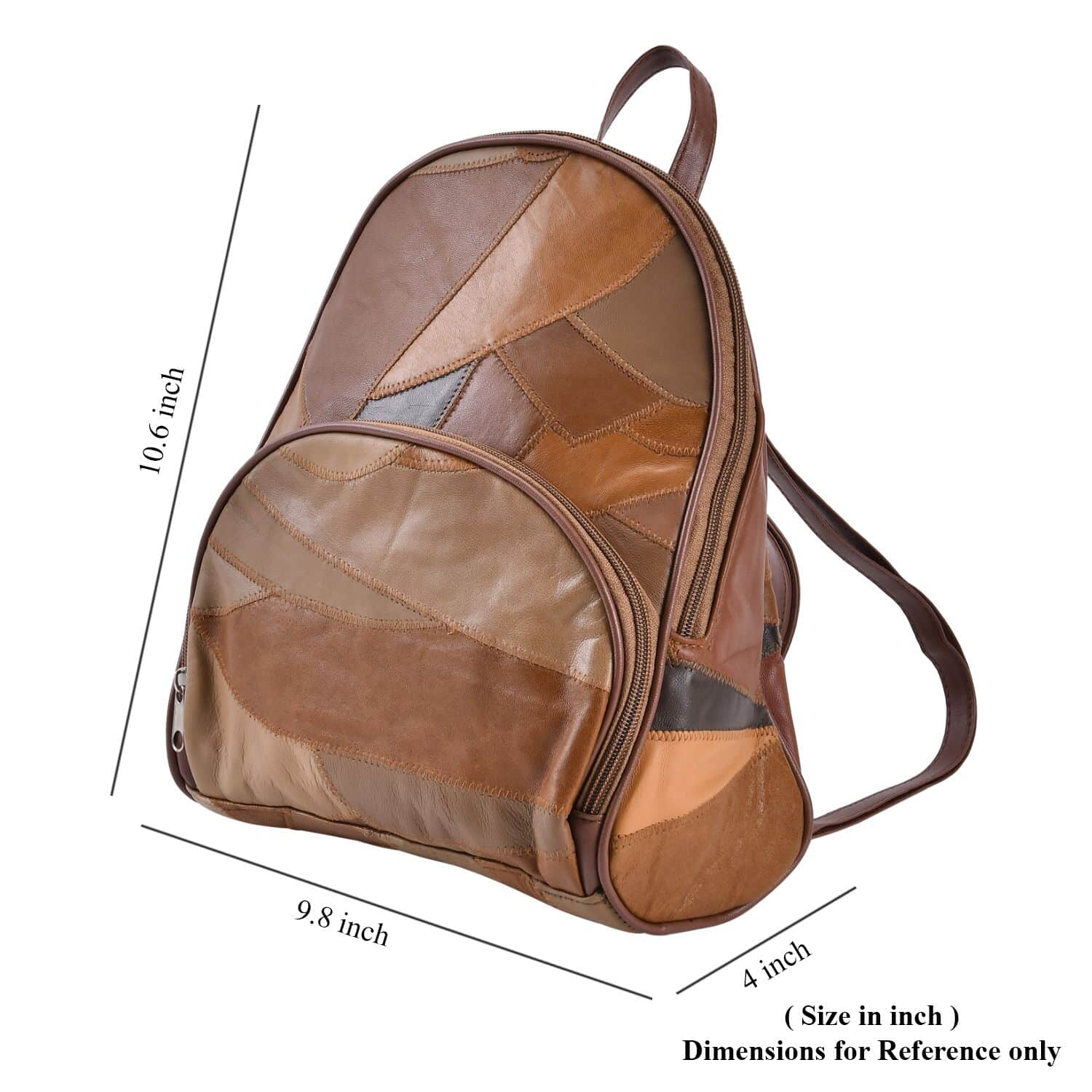 Buy Brown Patchwork Sheep Leather Backpack with Faux Leather