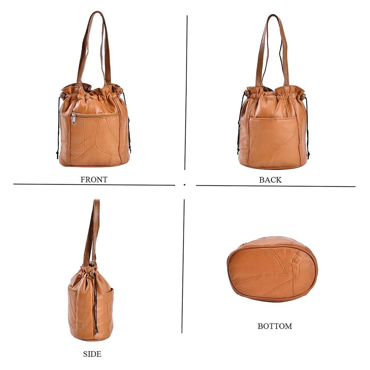 Sheep Leather Drawstring Bucket Bag image number 1