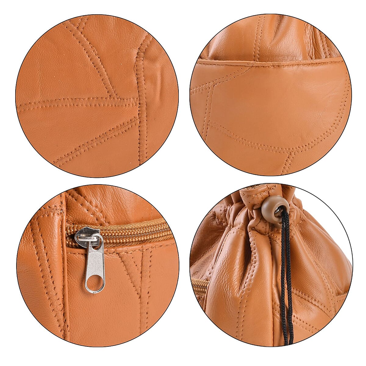 Sheep Leather Drawstring Bucket Bag image number 3
