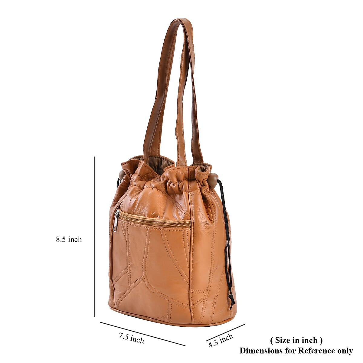 Sheep Leather Drawstring Bucket Bag image number 4