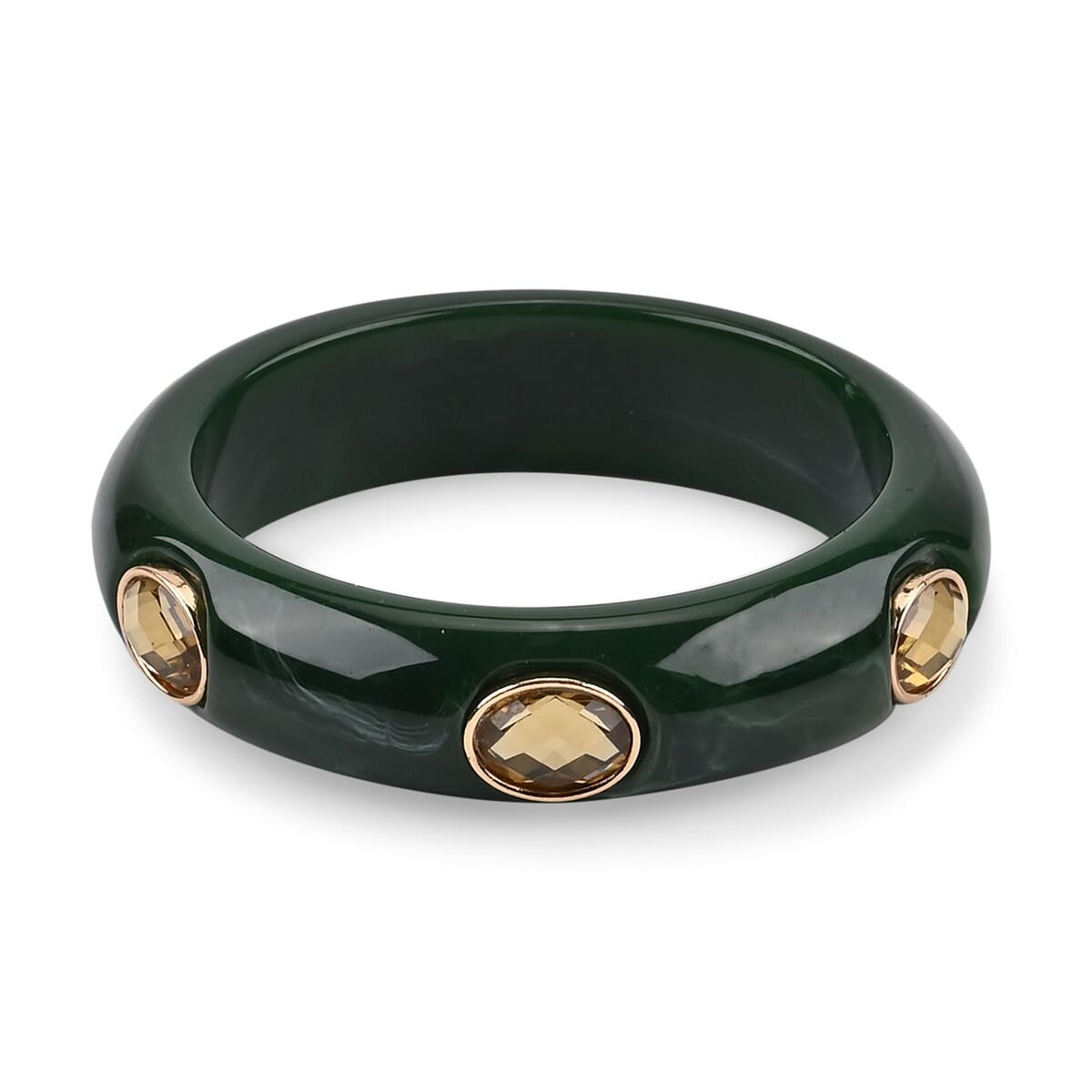 Green & Champagne color Resin Bangle Bracelet (7.75 In) image number 0