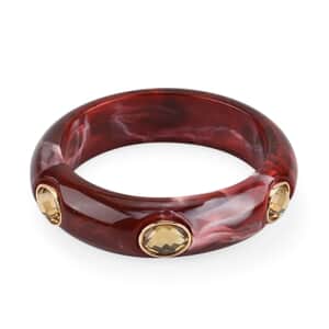 Red & Champagne color Resin Bangle Bracelet (7.75 In)