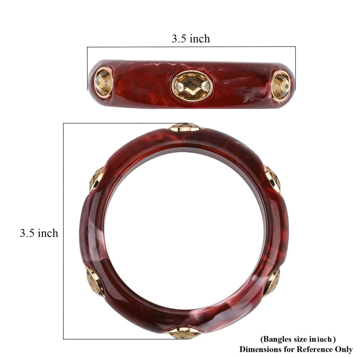 Red & Champagne color Resin Bangle Bracelet (7.75 In) image number 3