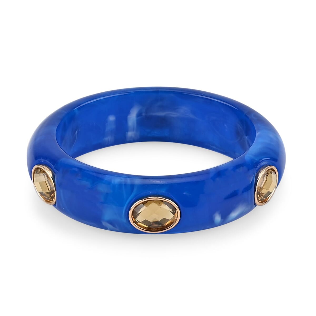 Blue & Champagne color Resin Bangle Bracelet (7.75 In) image number 0