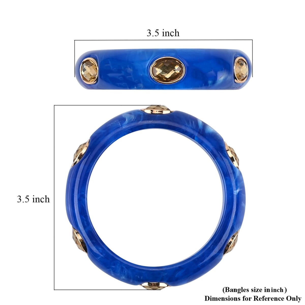 Blue & Champagne color Resin Bangle Bracelet (7.75 In) image number 3