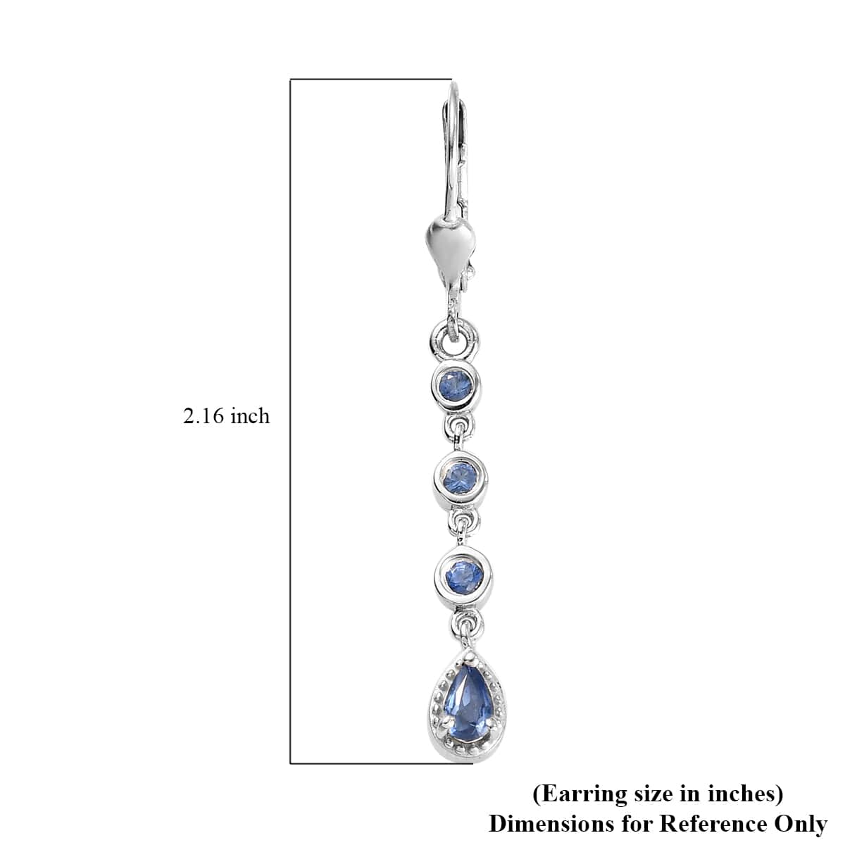Blue Ceylon Sapphire Dangling Earrings in Platinum Over Sterling Silver 1.00 ctw image number 4