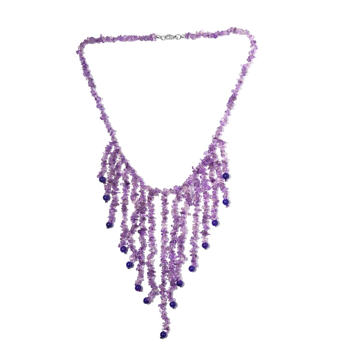Amethyst and Purple Agate Tassels Necklace 20 Inches in Platinum Over Copper & Stainless Steel 312.15 ctw image number 0