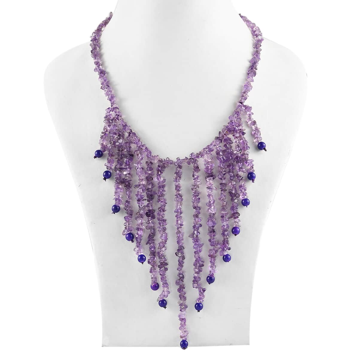 Amethyst and Purple Agate Tassels Necklace 20 Inches in Platinum Over Copper & Stainless Steel 312.15 ctw image number 2