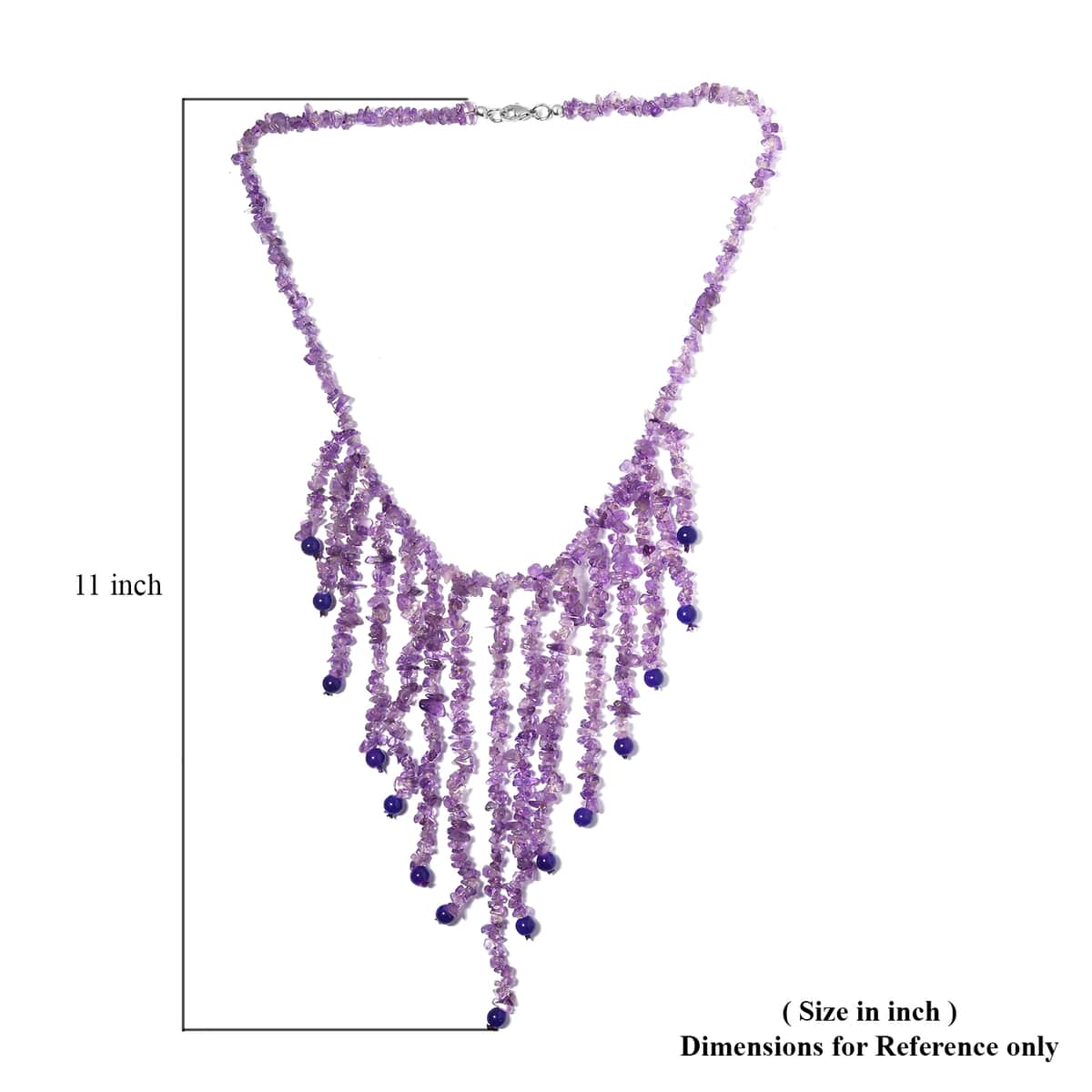 Amethyst and Purple Agate Tassels Necklace 20 Inches in Platinum Over Copper & Stainless Steel 312.15 ctw image number 4