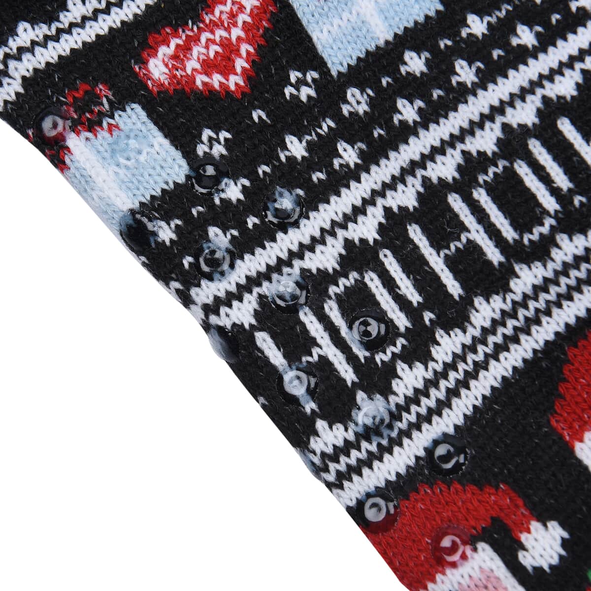 Homesmart Set of 2 Warm & Fuzzy Snowflake, Santa Claus Pattern Sherpa Lined Slipper Socks (Women's Size 5-10) with Anti Slip Rubber image number 2