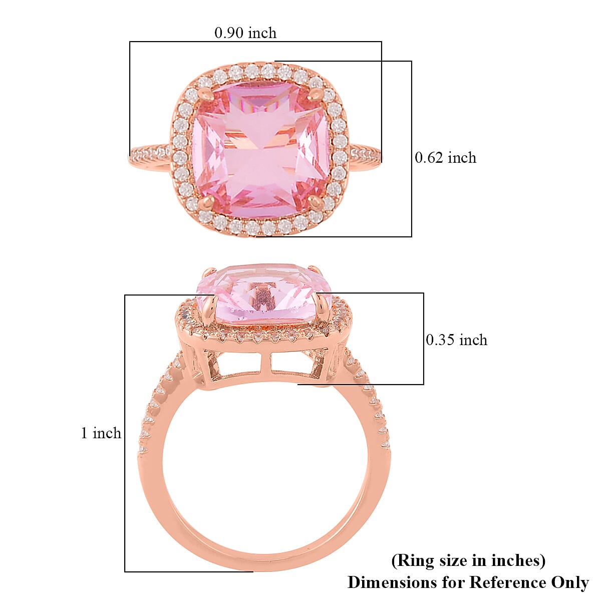 Simulated Morganite and Simulated Diamond Halo Ring in Rosetone (Size 6.0) 10.50 ctw image number 5