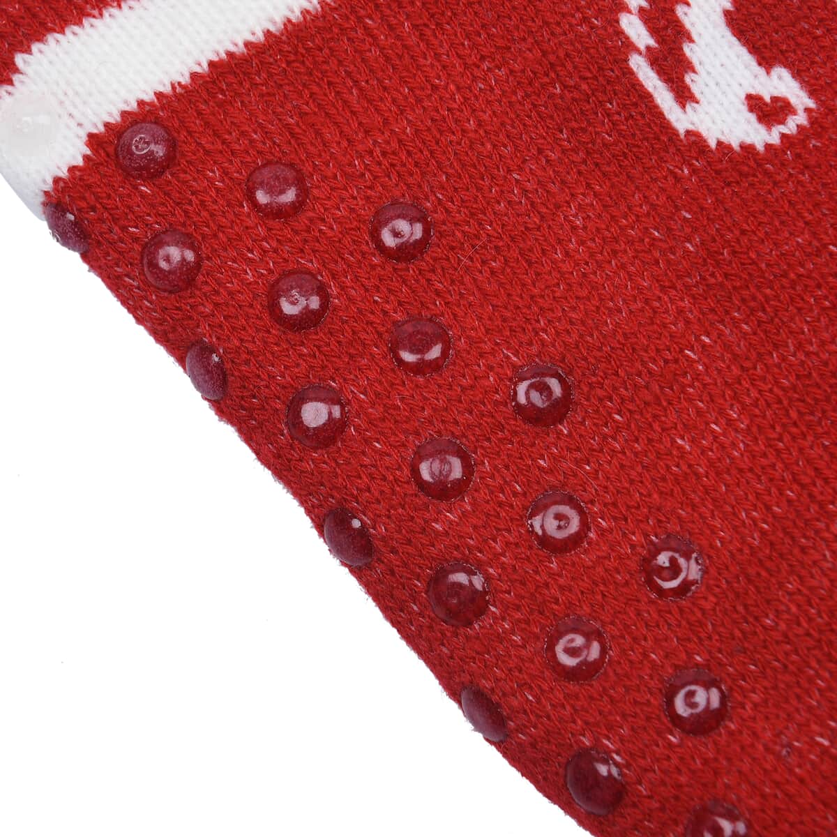 Homesmart Set of 2 Pairs Warm & Fuzzy Red Candy Cane and Christmas Tree Pattern Sherpa Lined Slipper Socks (Women's Size 5-10) with Anti Slip Rubber image number 2