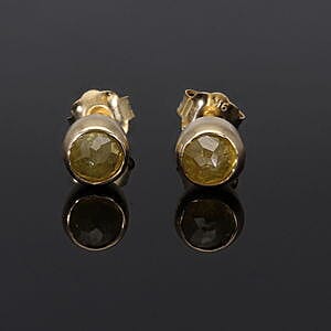 Natural Yellow Diamond and Diamond 0.50 ctw Earrings in Sterling Silver