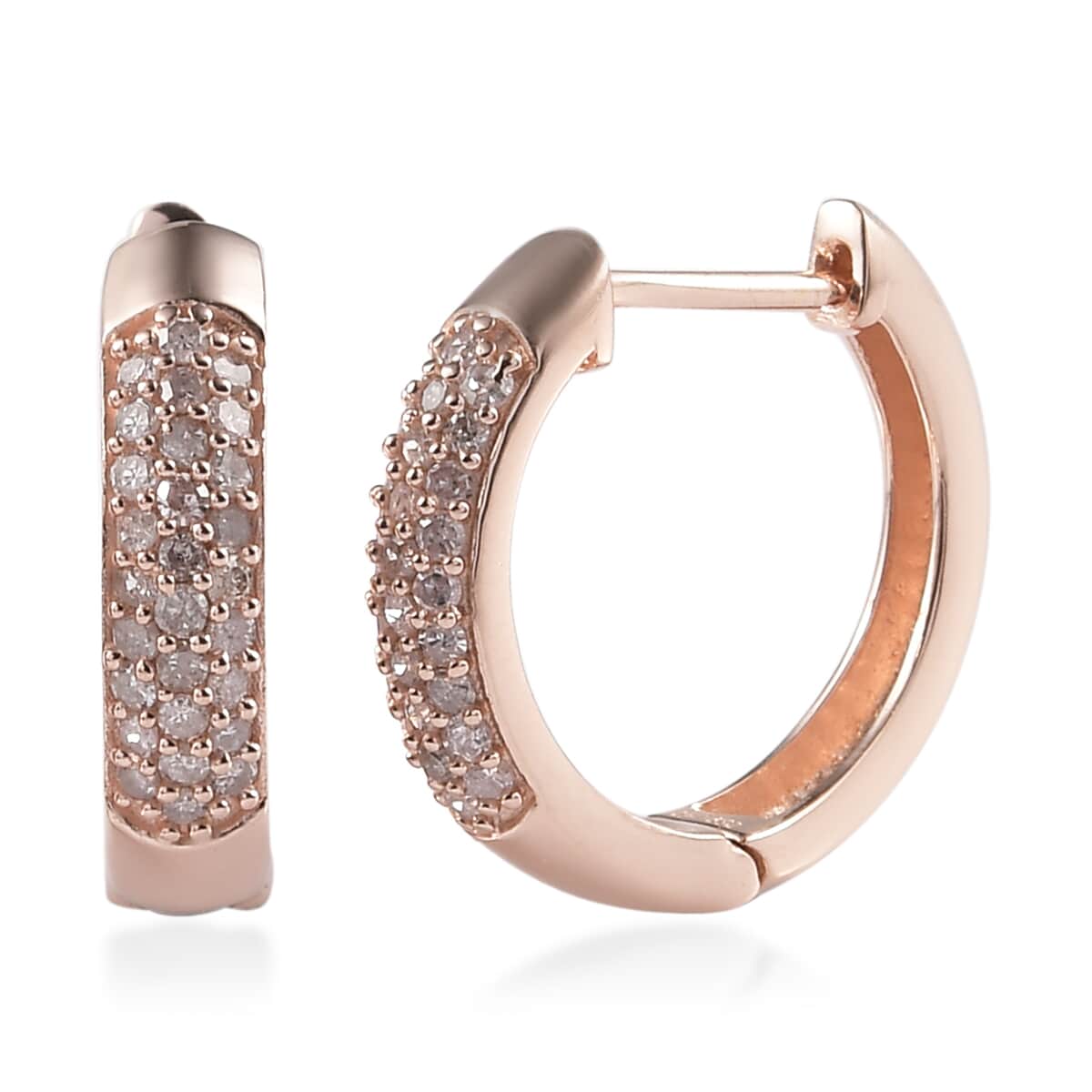 Natural Pink Diamond I3 Hoop Earrings in Vermeil Rose Gold Over Sterling Silver 0.50 ctw image number 0