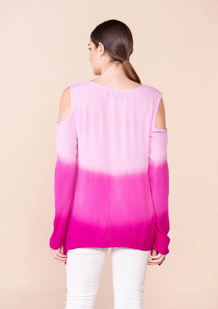 Tamsy Purple Rayon Crepe Ombre Top - L image number 1