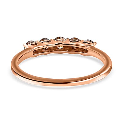 Luxoro I3 Natural Champagne Diamond Ring, 10K Rose Gold Ring, Diamond 5 Stone Ring, Diamond Jewelry For Her, Gold Gifts 0.50 ctw (Size 5.00)