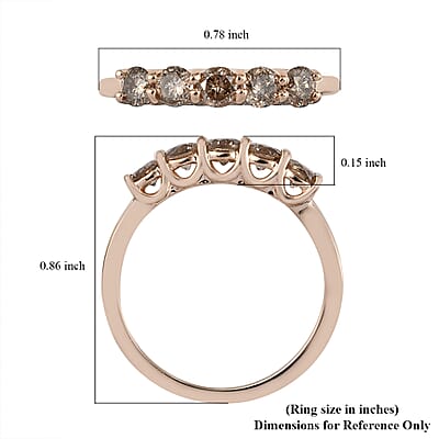 Luxoro I3 Natural Champagne Diamond Ring, 10K Rose Gold Ring, Diamond 5 Stone Ring, Diamond Jewelry For Her, Gold Gifts 0.50 ctw (Size 5.00)