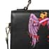 Black Color Angel Wings Pattern Genuine Leather Tote Bag image number 3