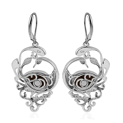 Tiger's Eye Peacock Earrings in Platinum Over Copper With Magnet and Stainless Steel 8.20 ctw