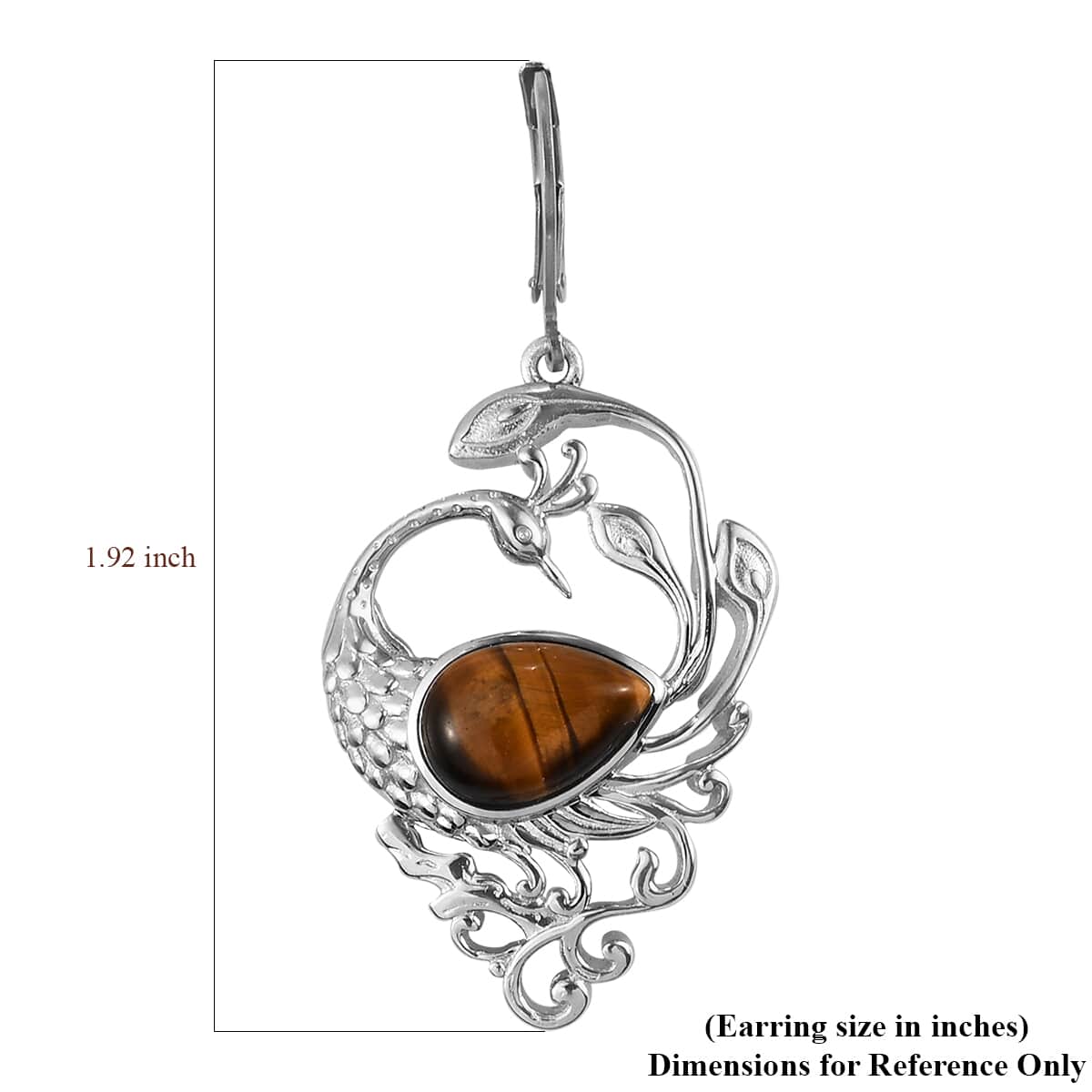 Tiger's Eye Peacock Earrings in Platinum Over Copper With Magnet and Stainless Steel 8.20 ctw image number 5