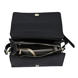Black Color Whimsical Skull Pattern Genuine Leather Tote Bag