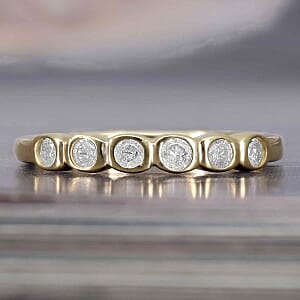 White Diamond 0.25 ctw Ring in Vermeil YG Over Sterling Silver (Size 10)