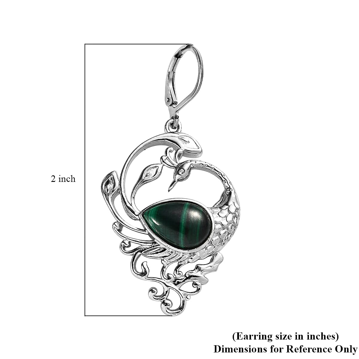 African Malachite Dangling Earrings in Platinum Over Copper With Magnet and Stainless Steel 8.65 ctw image number 4