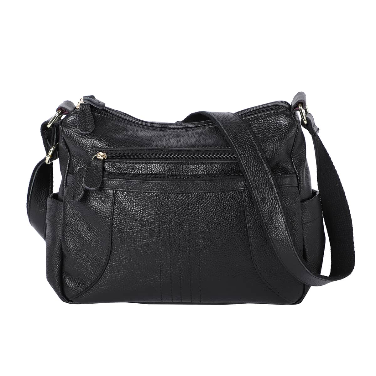 Black Color Durable Genuine Leather Crossbody Bag with Shoulder Strap image number 0