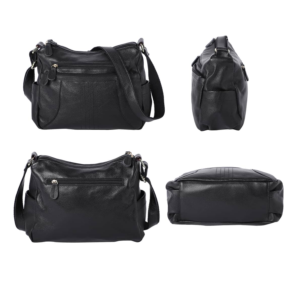 Black Color Durable Genuine Leather Crossbody Bag with Shoulder Strap image number 1