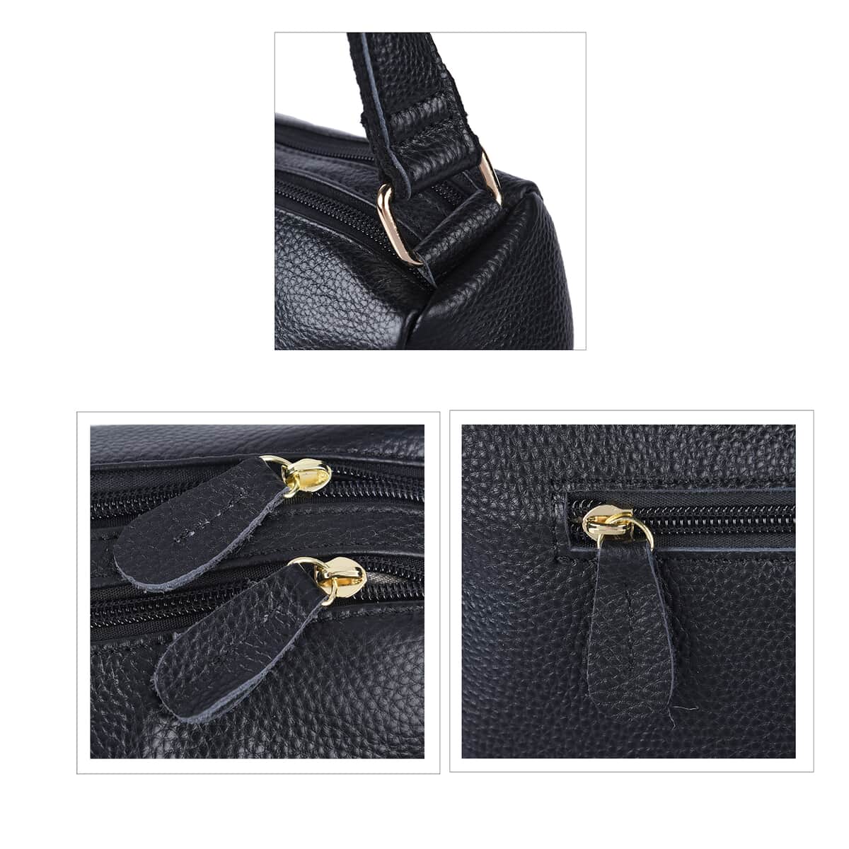 Black Color Durable Genuine Leather Crossbody Bag with Shoulder Strap image number 2