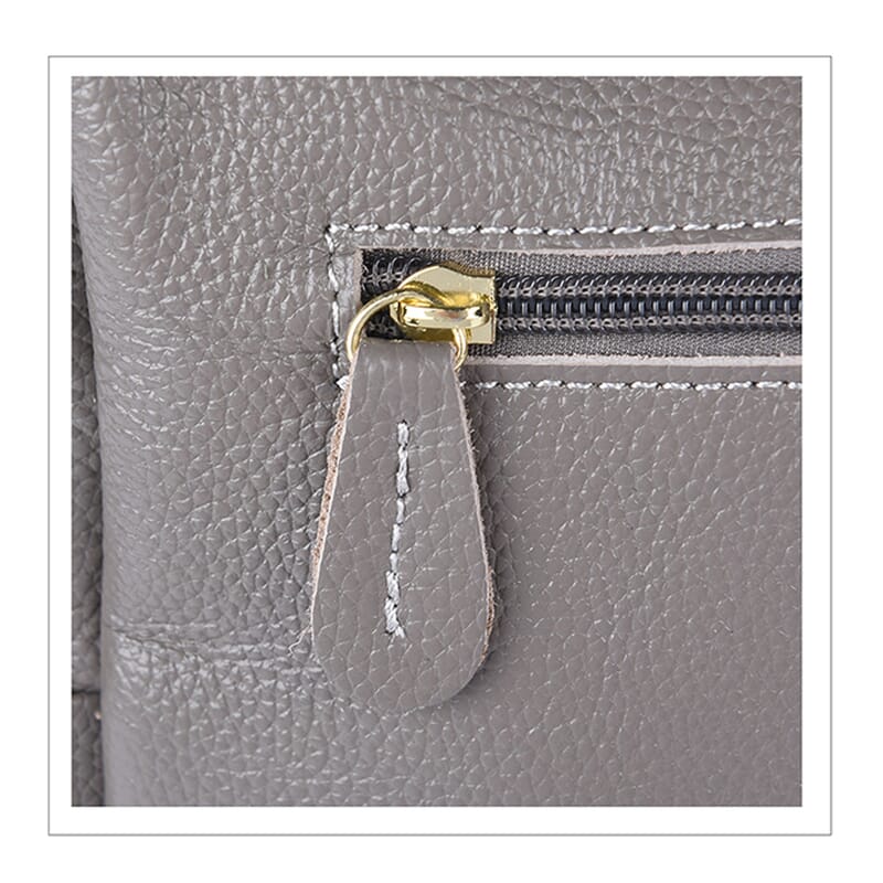 Gray Color Durable Genuine Leather Crossbody Bag with Shoulder Strap