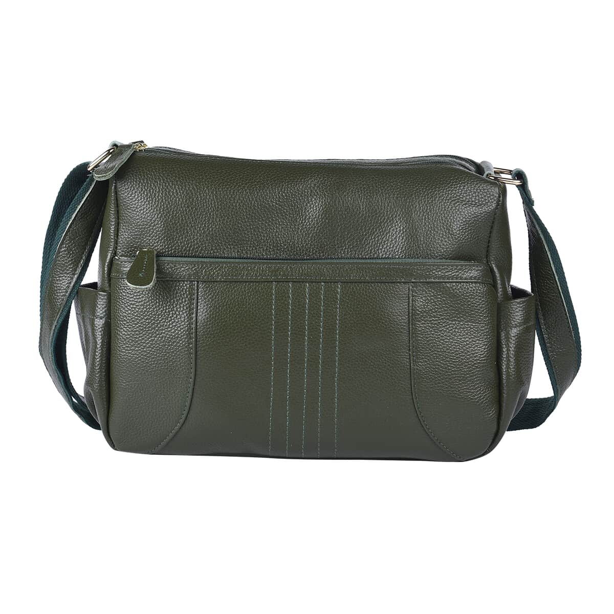Dark Green Color Durable Genuine Leather Crossbody Bag with Shoulder Strap image number 0