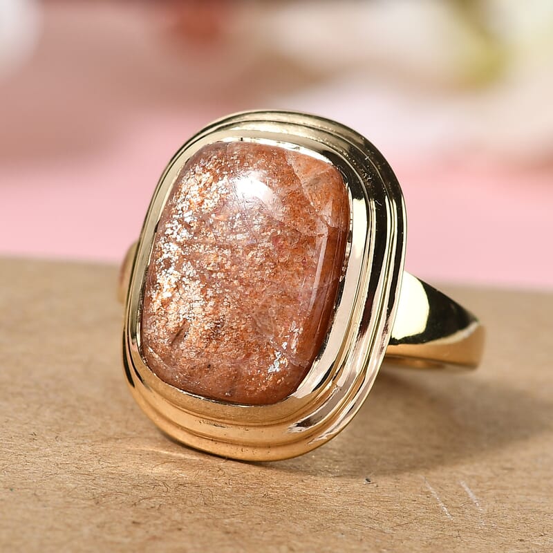 Korevora Sunstone 6.50 ctw Ring in 14K YG Over Sterling Silver (Size 5.5)