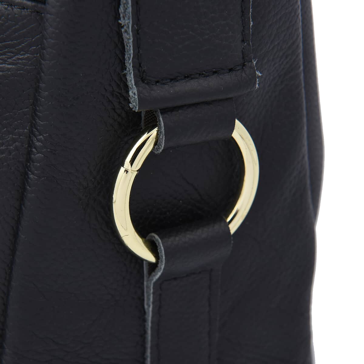 Black Color Multi Pocket Genuine Leather Crossbody Bag with Shoulder Strap image number 4
