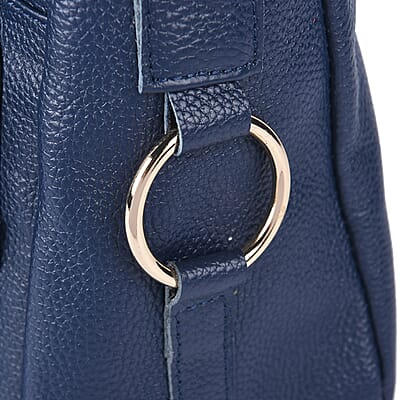 Navy Color Multi Pocket Genuine Leather Crossbody Bag with Shoulder Strap , Vintage Leather Crossbody Bag , Essential Minimalist Crossbody Bag , Utility Zipper Crossbody Bag