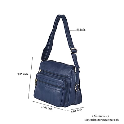 Navy Color Multi Pocket Genuine Leather Crossbody Bag with Shoulder Strap , Vintage Leather Crossbody Bag , Essential Minimalist Crossbody Bag , Utility Zipper Crossbody Bag